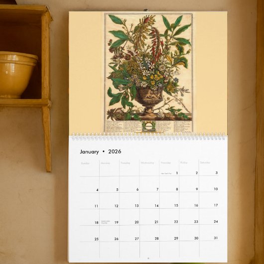 Calendrier 12 Mois De Fleurs Baroque Rococo Art Botanique
