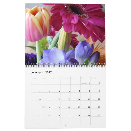 Calendrier 12 mois de fleurs florales (Jan 2027)