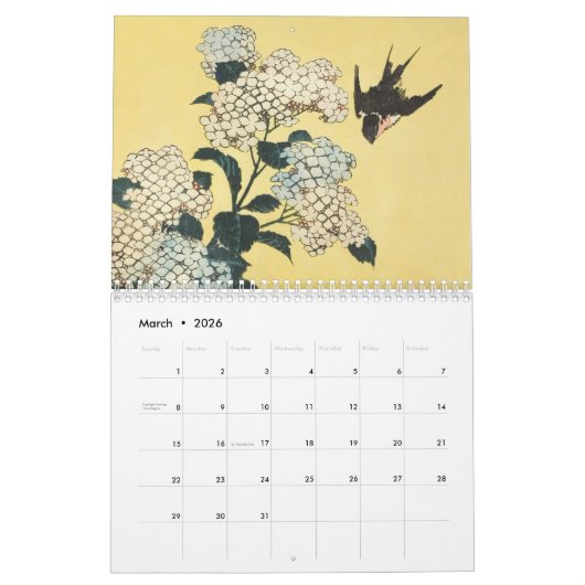 Calendrier 12 mois Hokusai Collection Art (Mar 2026)