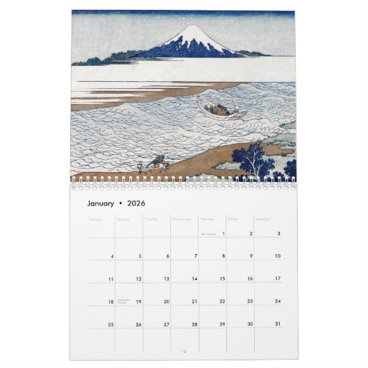Calendrier 12 mois Hokusai Collection Art (Jan 2026)