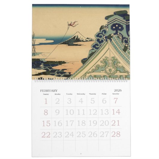 Calendrier 12 mois Mont Fuji (Feb 2026)