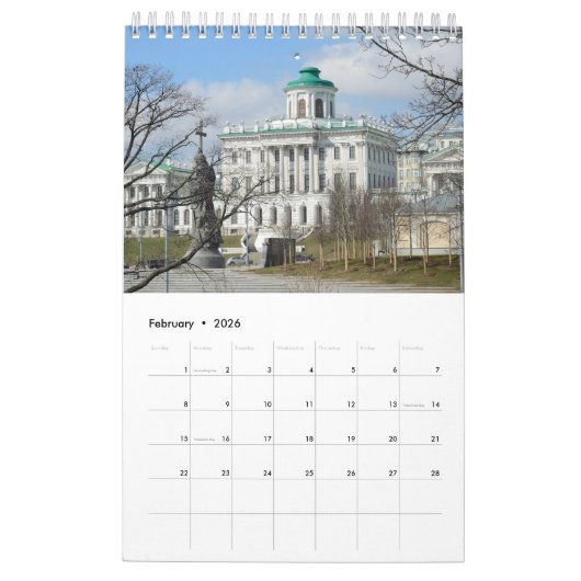 Calendrier 12 mois Moscou, Russie (Feb 2026)