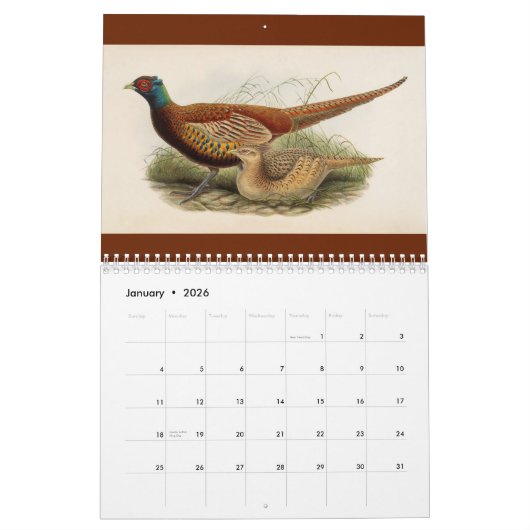 Calendrier 12 mois Oiseaux d'Asie : faisans 2017 (Jan 2026)