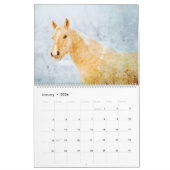Calendrier 12 Mois Palomino Horses Ponies Aquarelle Cadeaux (Jan 2026)