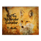 Calendrier 12 mois - Peintures d'aquarelle Renard Rouge Faune (Protection)