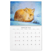 Calendrier 12 mois - Peintures d'aquarelle Renard Rouge Faune (Feb 2026)