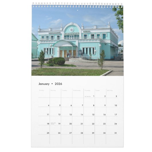 Calendrier 12 mois Smolensk, Russie (Jan 2026)