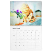 Calendrier 12 Mois Superbe Bengale Chats aquarelle Peinture (Mar 2026)