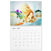 Calendrier 12 Mois Superbe Bengale Chats aquarelle Peinture (Mar 2027)