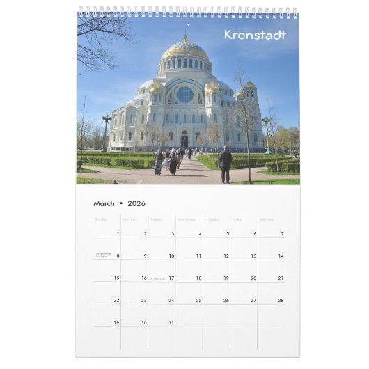 Calendrier 12 mois Voyage Russie : Eglises (Mar 2026)