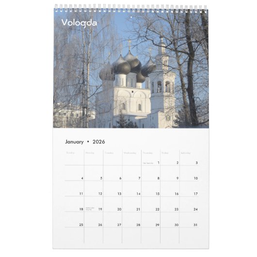 Calendrier 12 mois Voyage Russie : Eglises (Jan 2026)