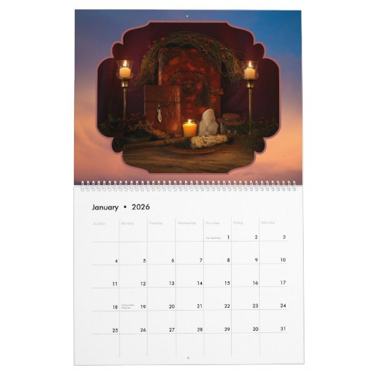 Calendrier 12 mois Witchcraft Magick Wicca Magic Planner (Jan 2026)