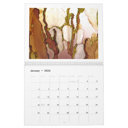 Calendrier 12 months of contemporary abstract artwork (Jan 2026)