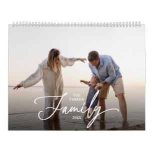 Calendrier 12 photos de famille personnalisées avec une typog