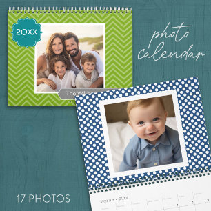 Calendrier 17 modèles de famille de photos et motifs colorés