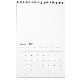 Calendrier 17" x 11" Simple page Moyen Noir