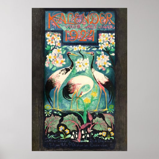 Calendrier 1924 AFFICHE IMPRIMEE A5A1 Art hollanda (Devant)