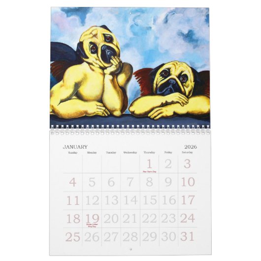 Calendrier $19,95 de PugArt (Jan 2026)