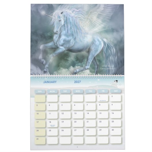 Calendrier 2011 d'art de licornes (Jan 2027)