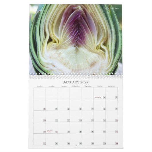 Calendrier 2011 de photo d'artichaut (Jan 2027)