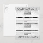 Calendrier 2011 Happy Holidays Carte Postale Grey (Devant / Derrière)