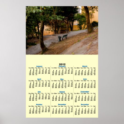 Calendrier 2012 affiche de banc (Devant)