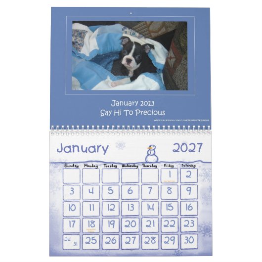 Calendrier 2013 de Boston Terrier (Jan 2027)