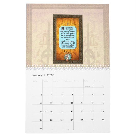 Calendrier 2013 de RUMI avec les poèmes élevants (Jan 2027)