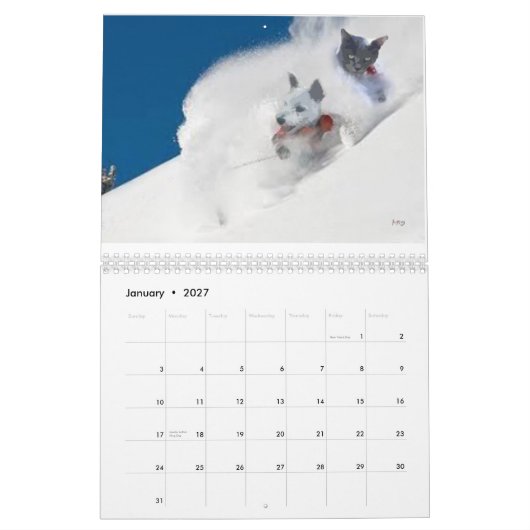 CALENDRIER 2013, GRAPHIQUES DRÔLES D'ANIMAUX (Jan 2027)