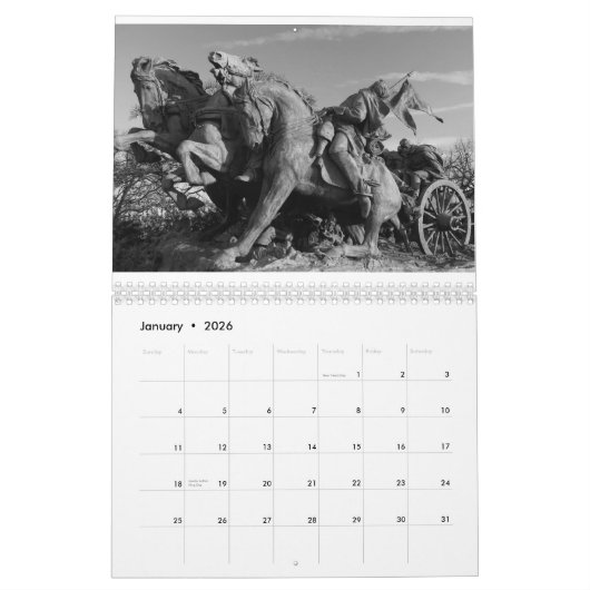 Calendrier 2013 noir et blanc de Washington DC (Jan 2026)
