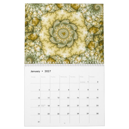 Calendrier 2014 de fractale de Mandelbrot (Jan 2027)