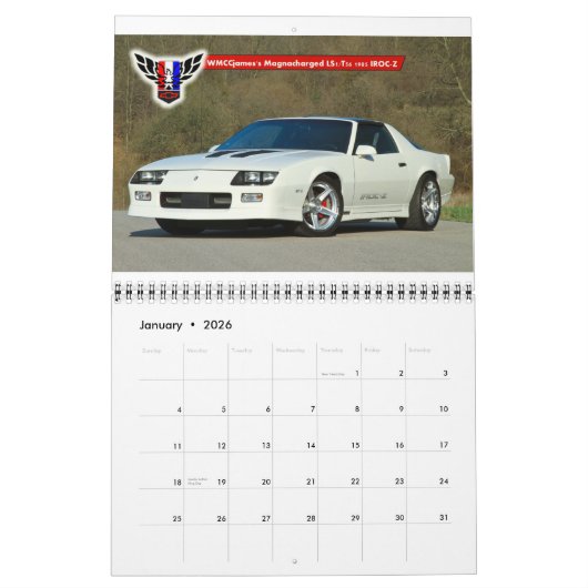 Calendrier 2014 du Michigan FBody (12 mois) (Jan 2026)