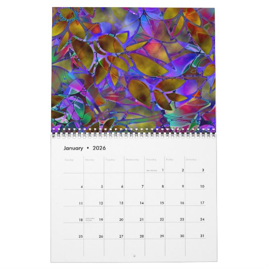 Calendrier 2014 Verre Abstrait Floral (Jan 2026)