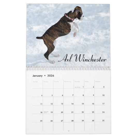 Calendrier 2015 d'amour de chiot de boxeur (Jan 2026)