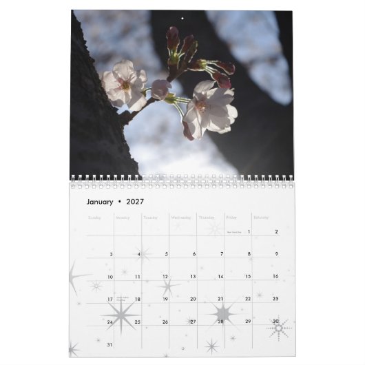 Calendrier 2015 de fleurs de cerisier (Jan 2027)