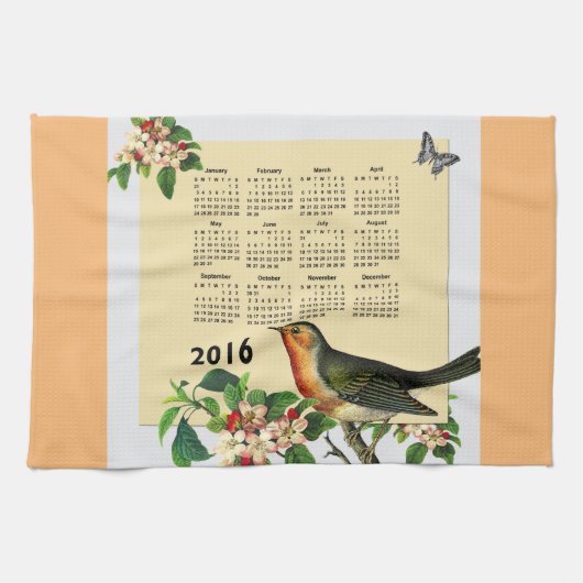 Calendrier 2016 avec la serviette de cuisine (Horizontal)