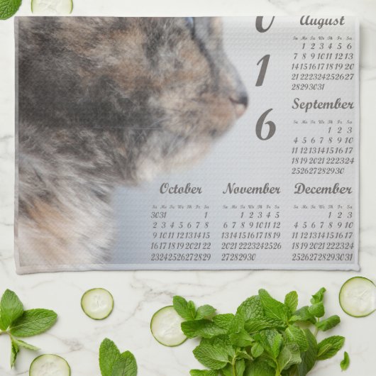 calendrier 2016 de serviette de cuisine (Plié)