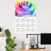 Calendrier 2016 Rose Arc-en-ciel Affiche (Bureau à domicile)