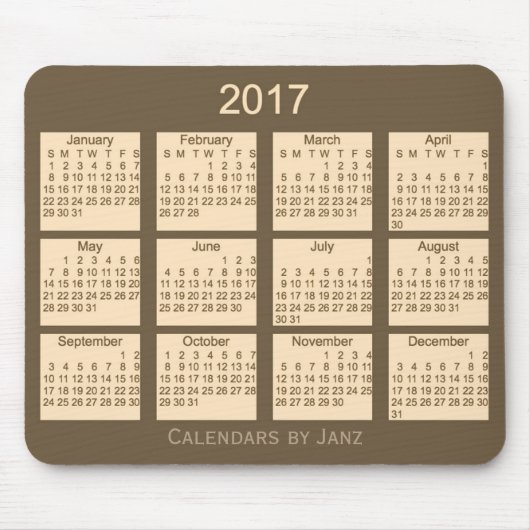 Calendrier 2017 Brown par le tapis de souris de (Devant)