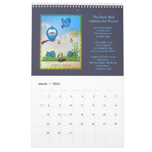 Calendrier 2017 pour des enfants (Mar 2026)