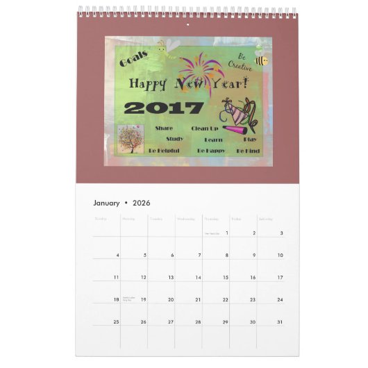 Calendrier 2017 pour des enfants (Jan 2026)