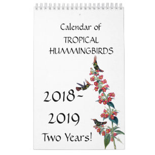 Calendrier 2018 2019 floral de fleur d'oiseaux de