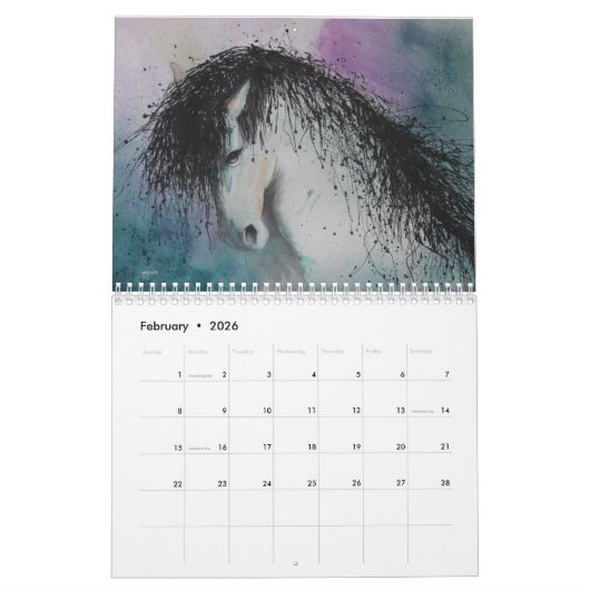 Calendrier 2018 de cheval d'esprit (Feb 2026)