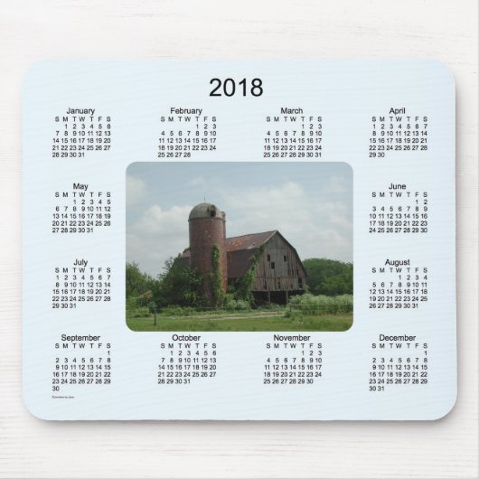 Calendrier 2018 de grange par le tapis de souris (Devant)