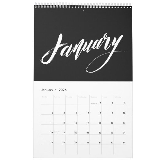 Calendrier 2018 de lettrage (Jan 2026)