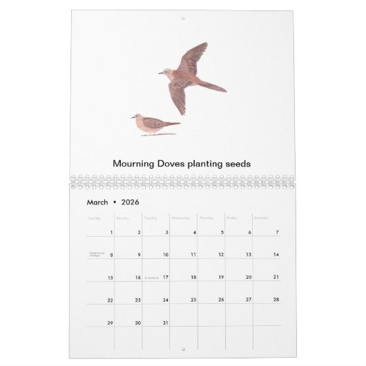 Calendrier 2018 d'oiseau (Mar 2026)