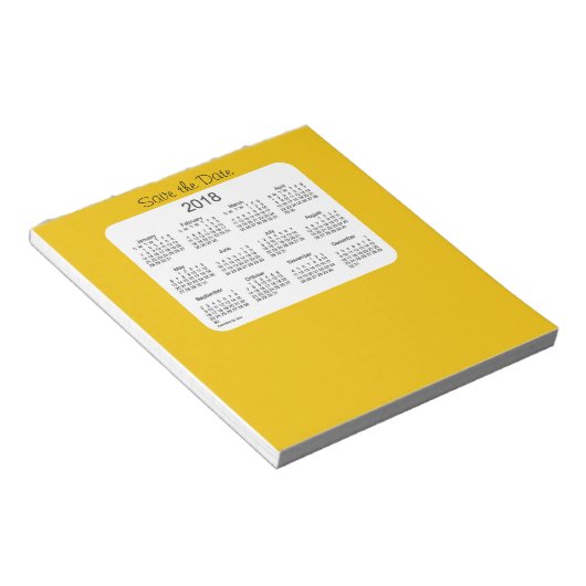 Calendrier 2018 Épargnez la Date Bloc-notes Or (Incliné)