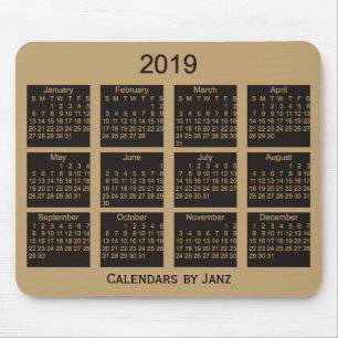 Calendrier 2019 Brown par le tapis de souris de