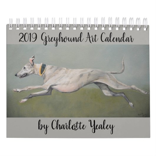 Calendrier 2019 d'art de lévrier par Charlotte (Protection)