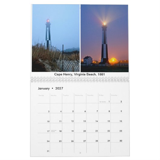 Calendrier 2019 de phare (Jan 2027)